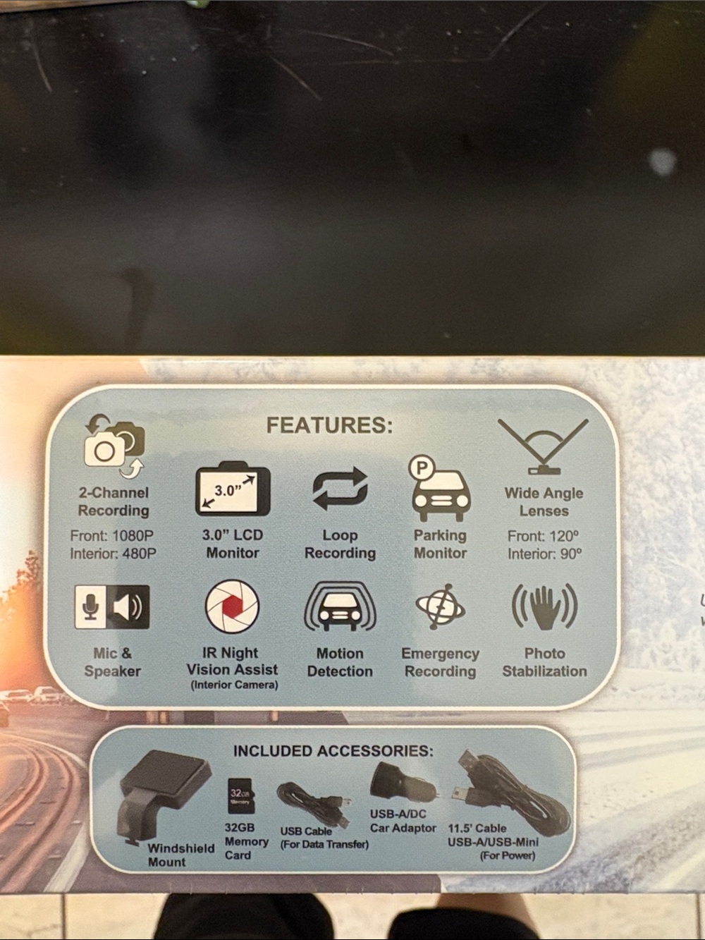 Minolta MNCD337N Black Dash Cam – On-Dash Camera with Interior Lens View - Picture 3 of 3